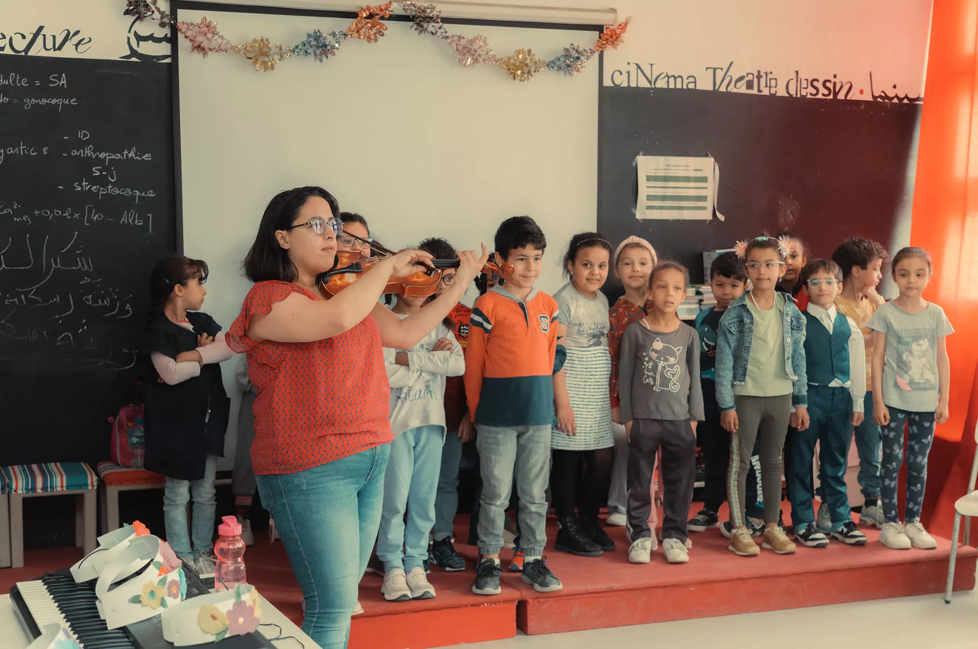Iqadh's early-learning music workshop with children from the Hafsia school - Tunis medina, June 2023