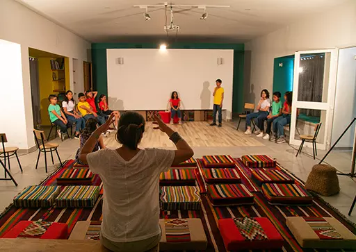  Theatre workshop by Lobna Mlika with the children of the school rue el Marr - medina of Tunis, 2021-2022