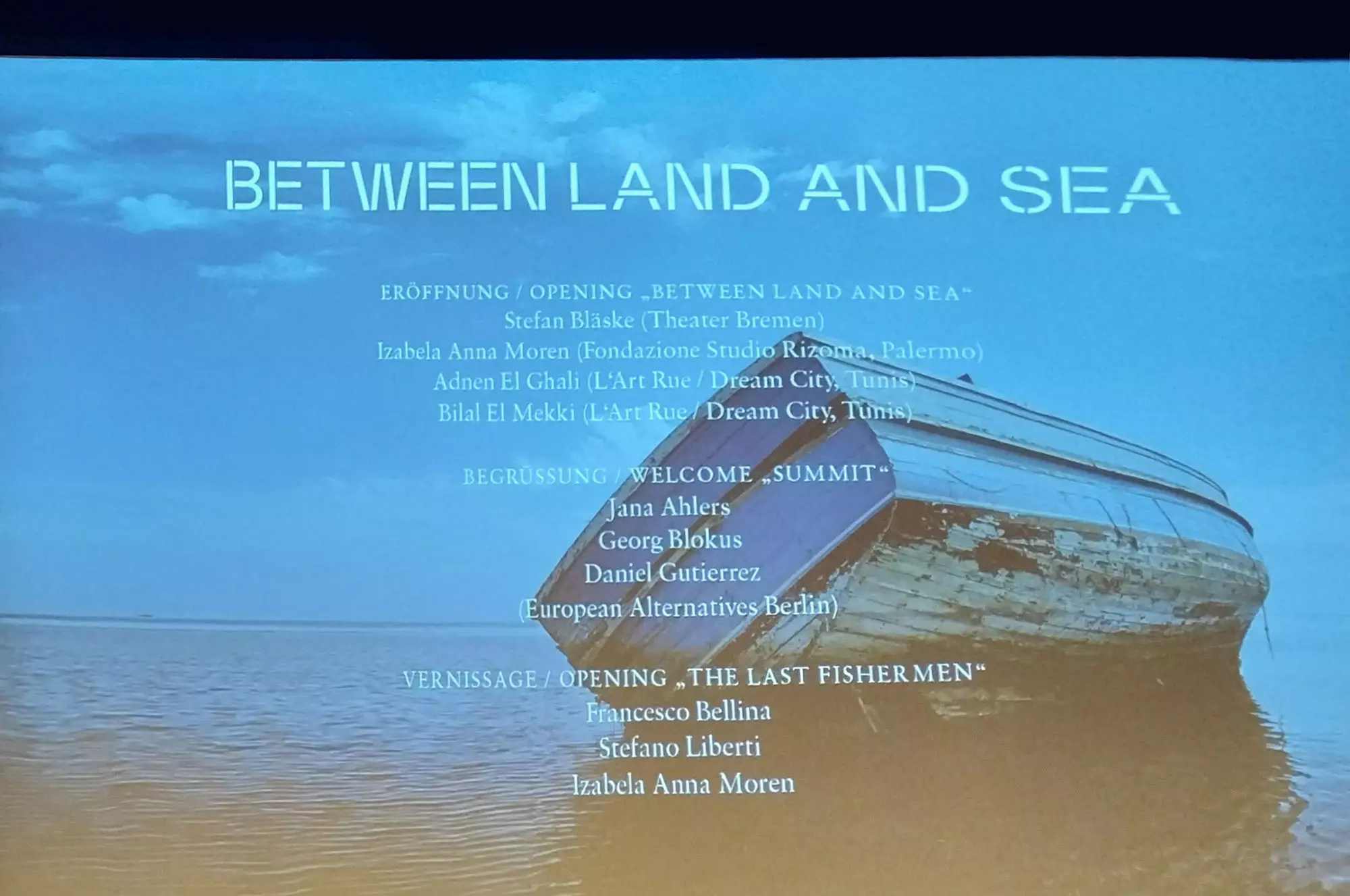 Bilel El Mekki and Adnen El Ghali from L'Art Rue in Bremen for the Between Land and Sea Summit, November 2022.