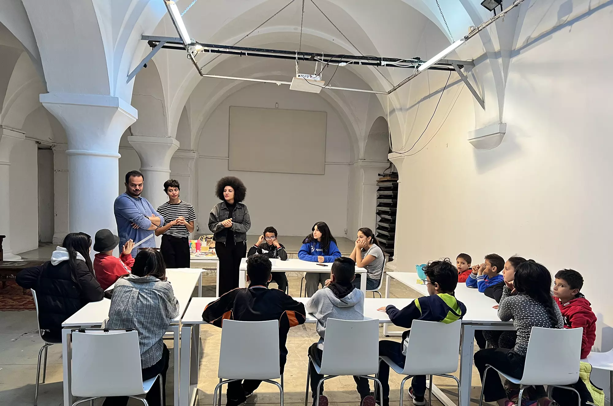 Introduction to architecture workshop for children at L'Art Rue with Lilia Ben Romdhane, November 2022.