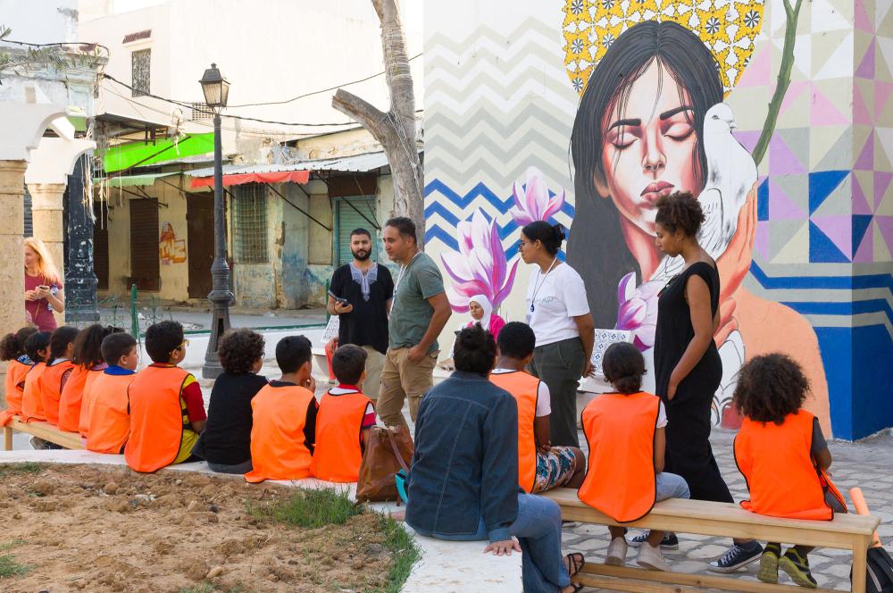 Création d'une fresque urbaine à la Kherba, Festival Dream City.