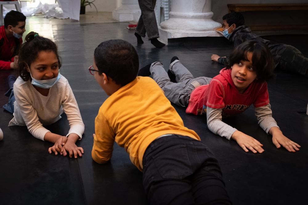 Theater workshop with children led by Lobna Mlika at L'Art Rue, 2020-2021