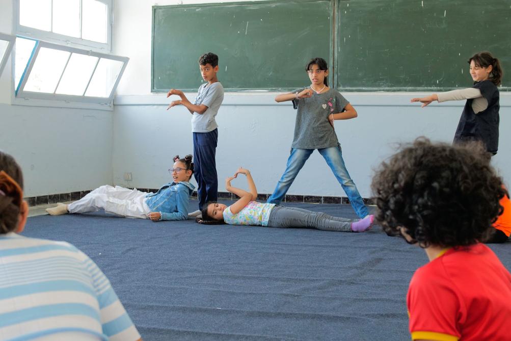 Toumadher Zrelli's theater workshop with children from the Hakim Kassar Hafssia school - Tunis Medina, 2024