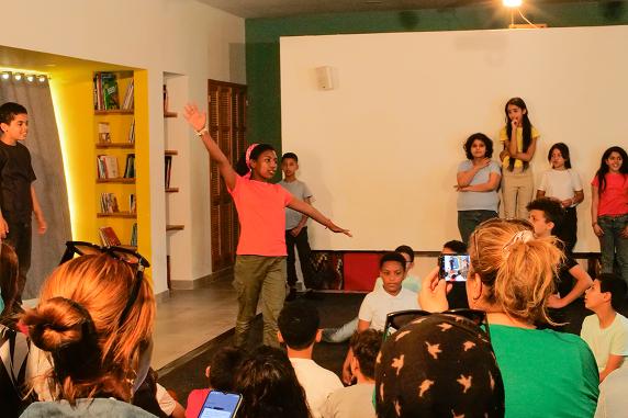 Atelier théâtre de Narjes ben Ammar avec les enfants de l'école rue el Marr - médina de Tunis, 2023-2024