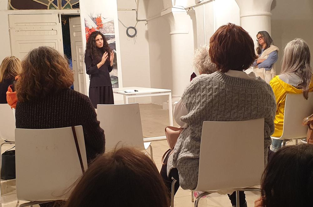 Performance 'Storying' by Iranian artist Negar Tahsili at L'Art Rue, November 2022.
