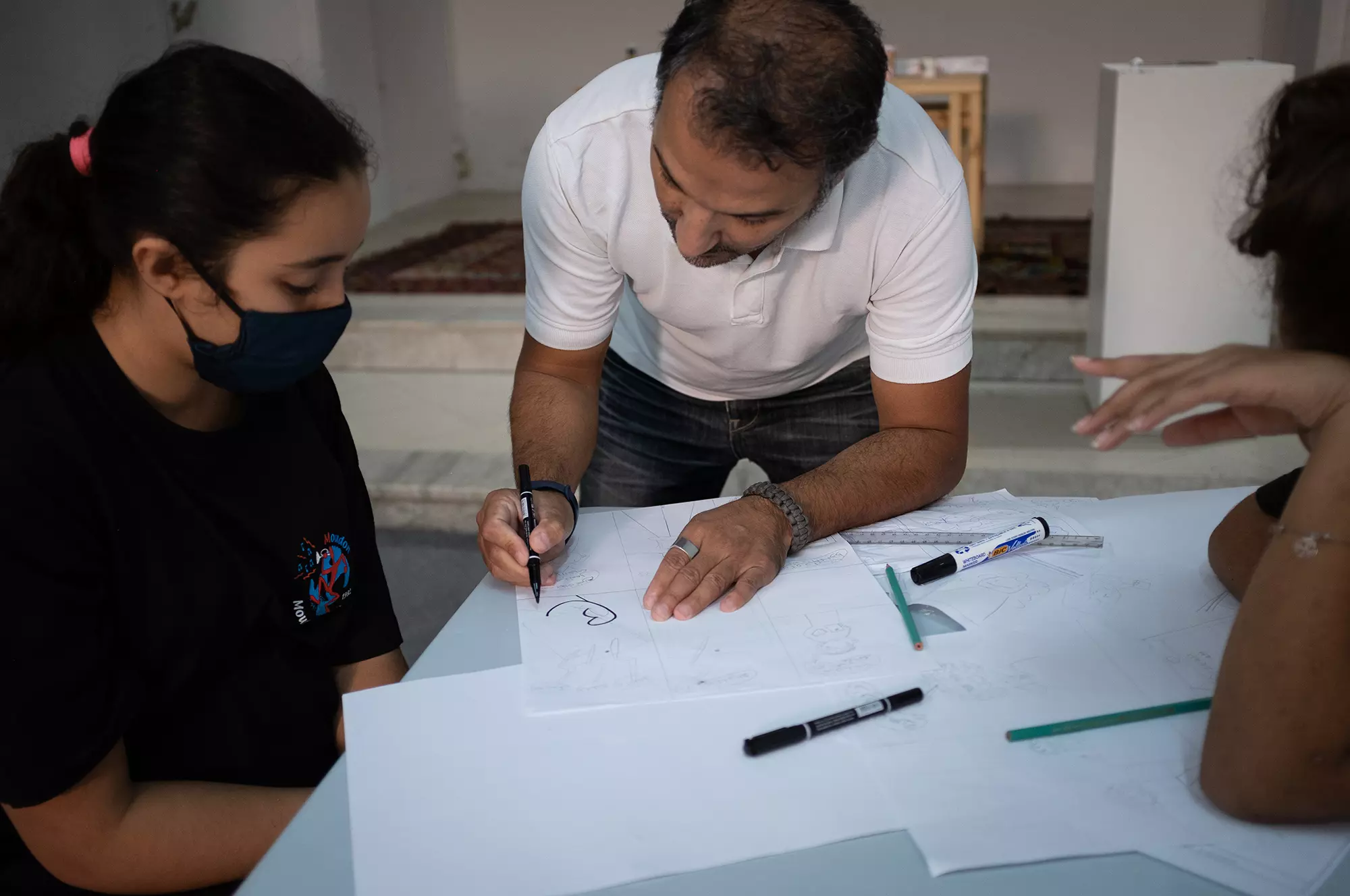 Atelier de bande-dessinée avec Chakib Daoud à L'Art Rue, novembre 2020.