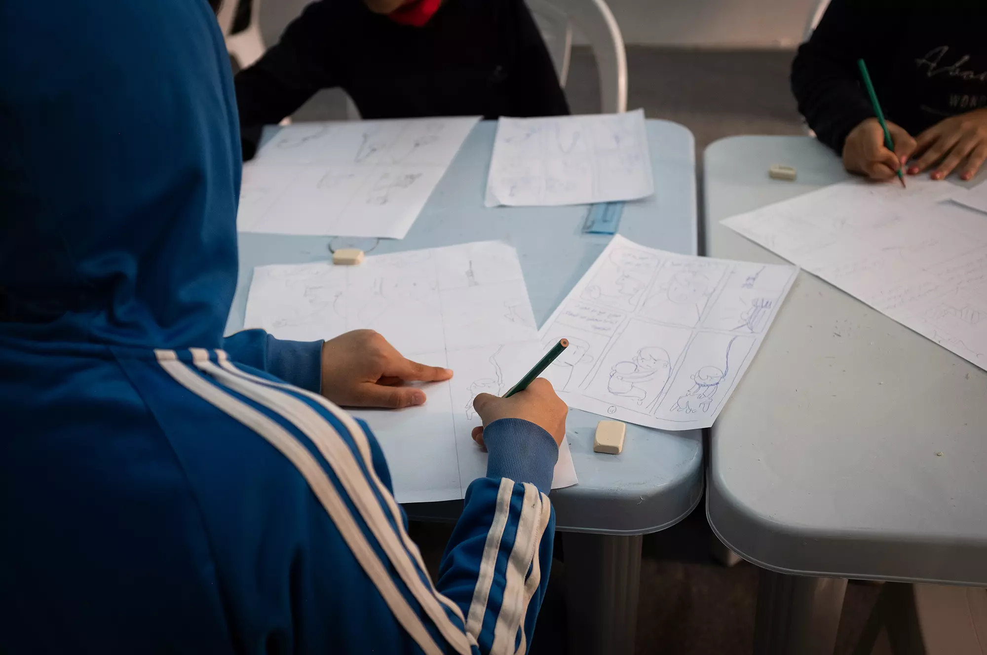 Atelier de bande-dessinée avec Chakib Daoud à L'Art Rue, novembre 2020.